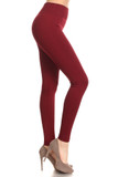 Right side view image of Burgundy Extra Thick Solid Basic Leggings