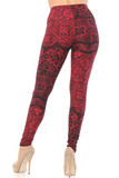 Back view image of our form fitting and figure flattering Buttery Smooth Rouge Exquisite Leaf Extra Plus Size Leggings - 3X-5X