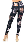 Back view image of Creamy Soft Cute Kitty Cat Faces Plus Size Leggings - USA Fashion™  showcasing the flattering figure hugging look.