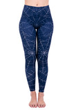 Front Creamy Soft Spiderwebs Halloween Leggings -  By USA Fashion™ with a white on navy web design.