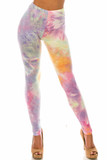 Front of Buttery Smooth Multi-Color Pastel Tie Dye Plus Size Leggings with a gorgeous soft and colorful design.