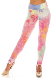 Front of Buttery Smooth Multi-Color Pastel Tie Dye High Waisted Leggings with a fabulous multi-colored design.