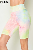 Buttery Smooth Pastel Tie Dye High Waisted Plus Size Biker Shorts - 3 Inch Waist
