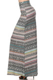 Left side of Buttery Smooth Tribal Cascade Maxi Skirt with a fabulous striped aztec design with pops of color.