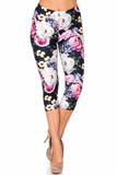 Creamy Soft Floral Garden Bouquet Extra Plus Size Capris - 3X-5X - USA Fashion™