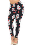 Buttery Smooth Rose and Skull Extra Plus Size Leggings - 3X-5X