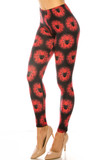 45 degree view of Creamy Soft Black Widow Spider Web Plus Size Leggings - 3X-5X - USA Fashion™ with a cool black and red spider design.