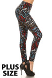 Buttery Soft Colorful Music Note Plus Size Leggings