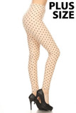 Buttery Smooth Black on Beige Polka Dot Plus Size Leggings