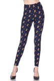 Front view image of Buttery Smooth Christmas Teddy Bears Extra Plus size Leggings featuring an adorable print of  teddies in Santa hats holding presents.