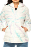 Women's Purple and Teal Swirl Winter Puffer Down Jacket