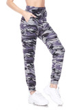 Right side view of Buttery Smooth Charcoal Camouflage Joggers featuring a monochromatic gray toned army print design.