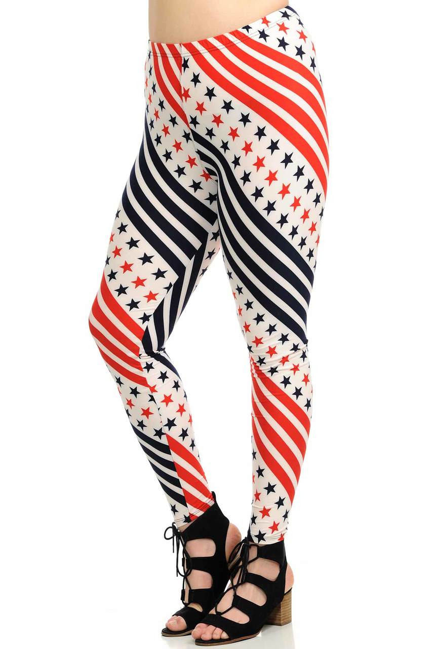 American Flag Print Skinny Leggings Cute Stretchy Cropped - Temu