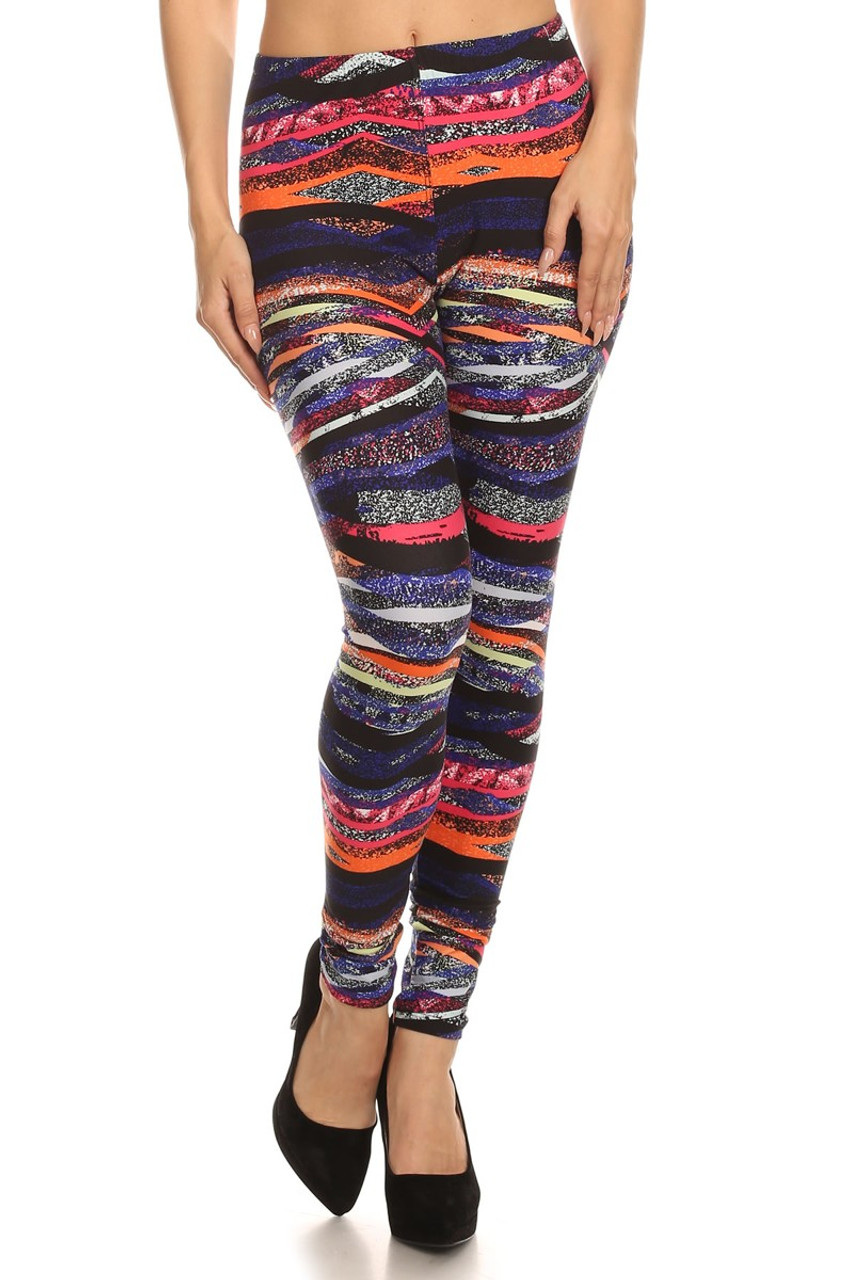 Front image of Buttery Smooth Colorful Bands Leggings