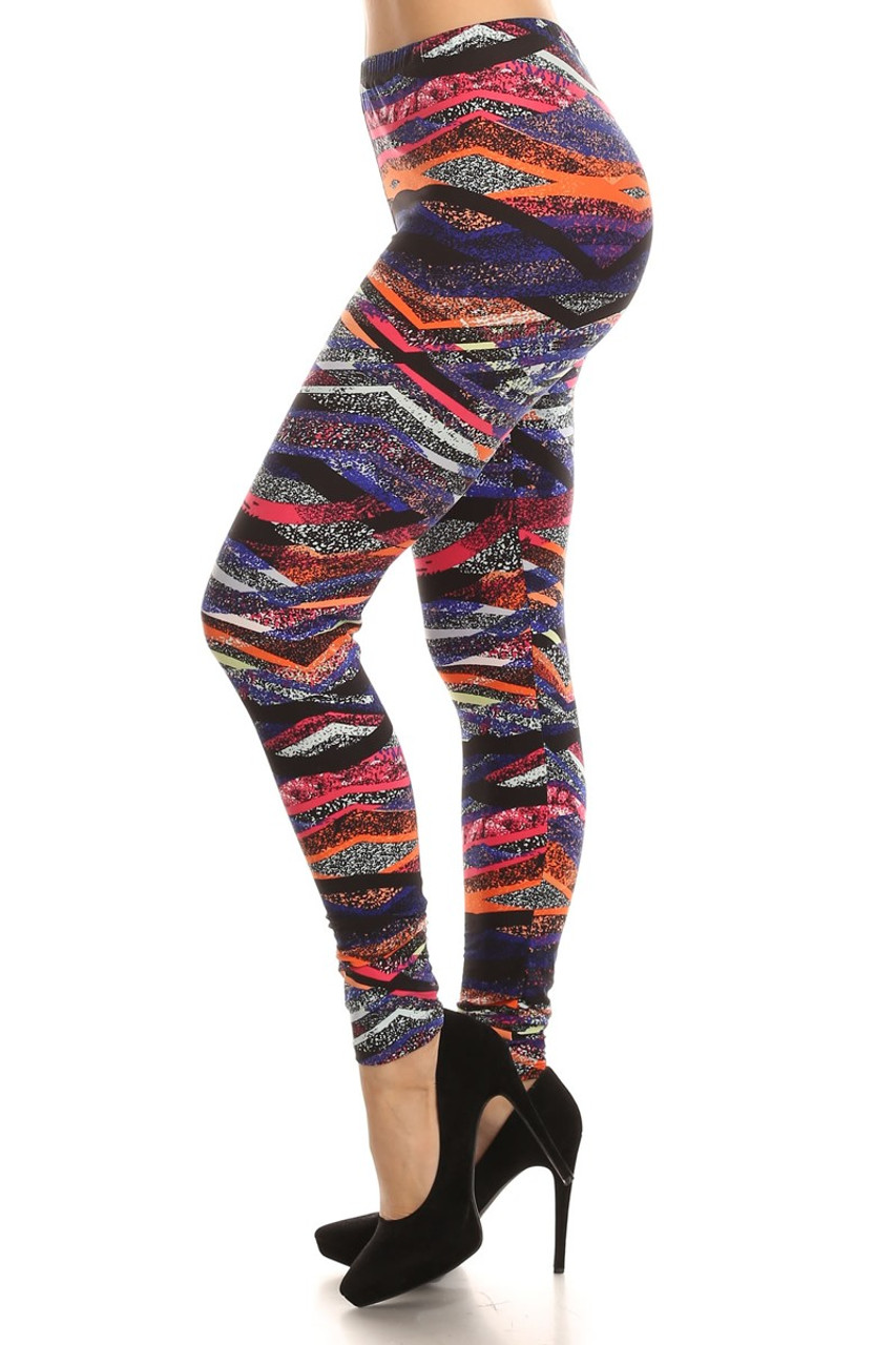 Side Image of Buttery Smooth Colorful Bands Leggings