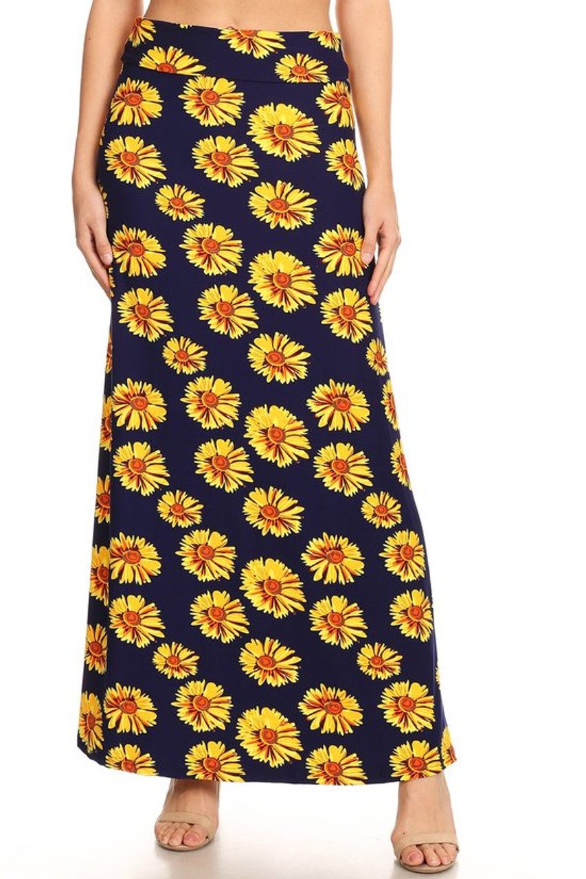 Buttery Soft Summer Daisy Maxi Skirt | World of Leggings