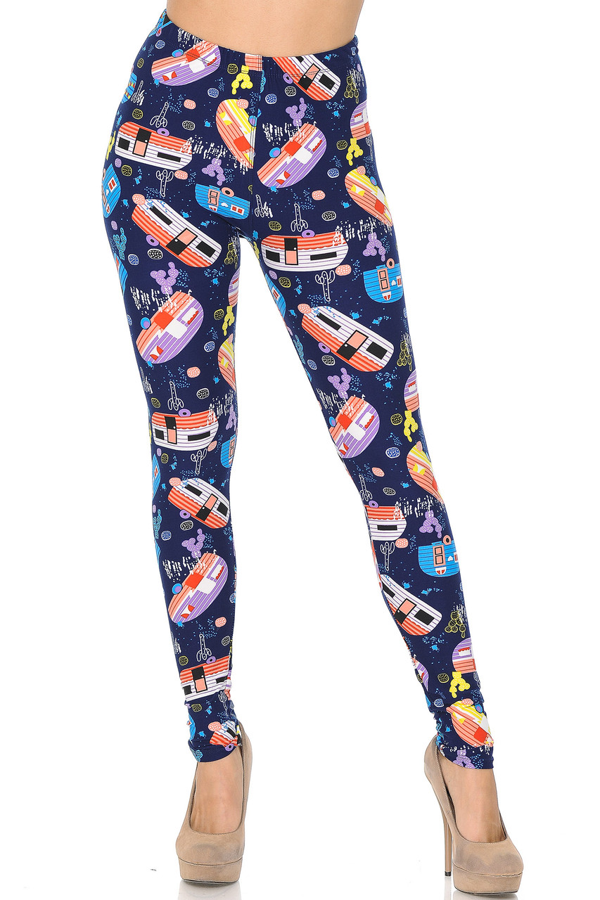 Buttery Soft Retro Campers Leggings - XSmall