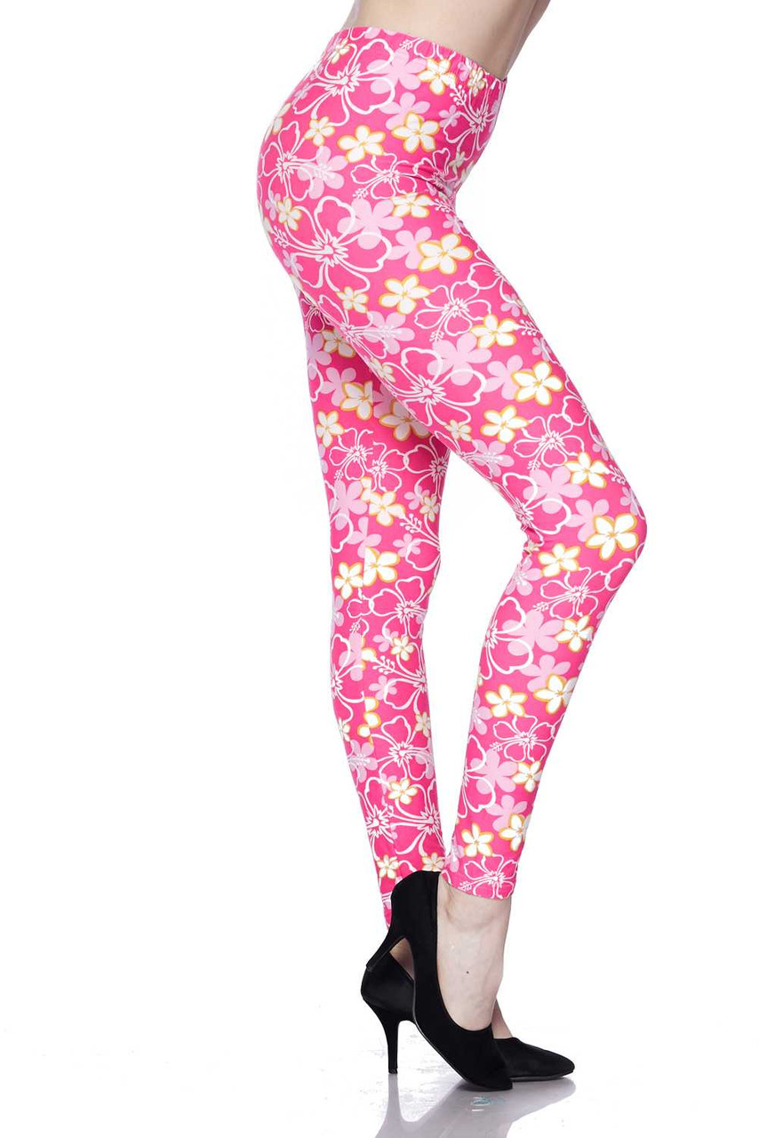Buttery Smooth Pink Daisy Leggings