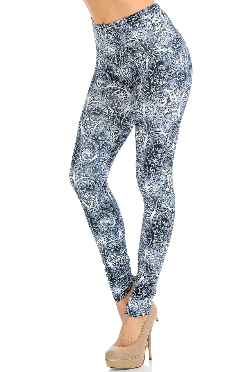 Creamy Soft Swirling Crystal Glass Leggings - USA Fashion™