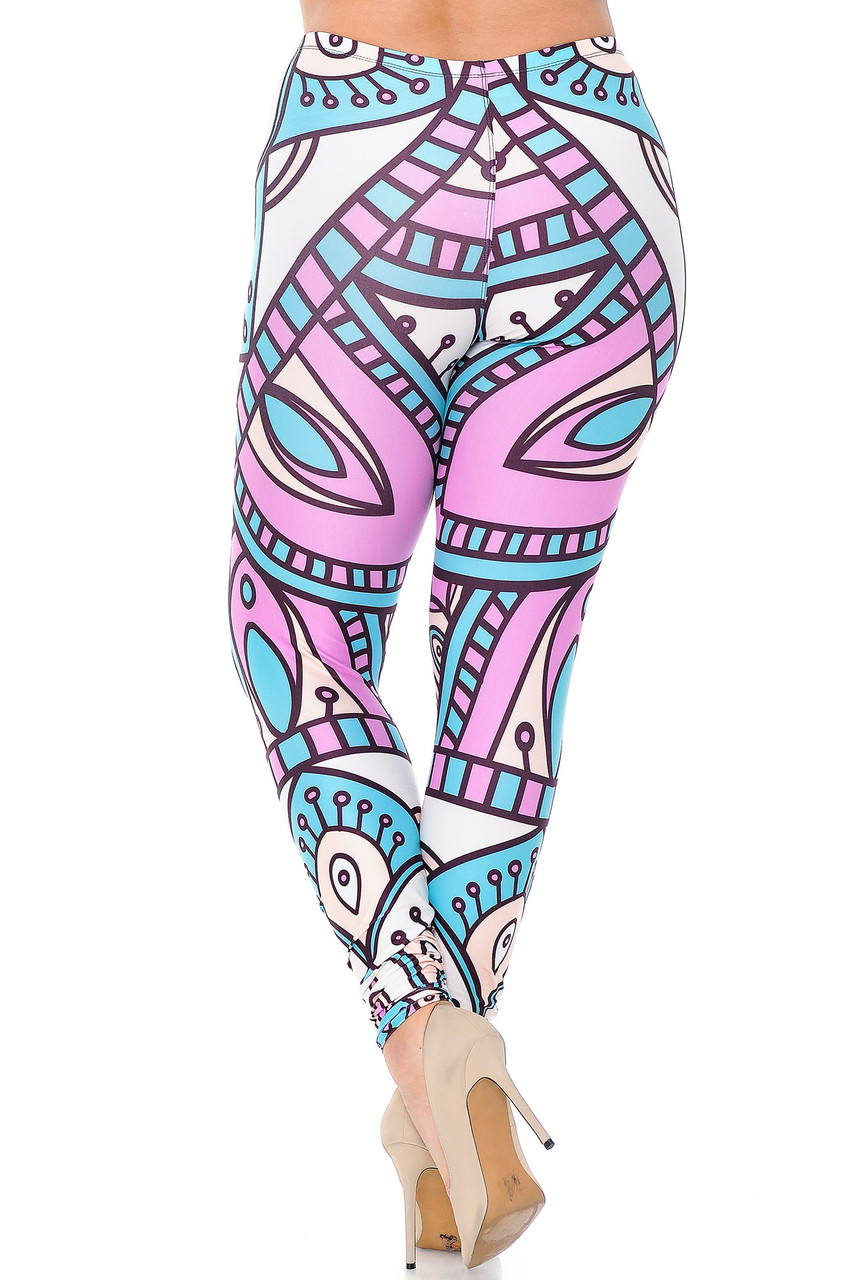 Back view of Creamy Soft Cute Mandala Plus Size Leggings - USA Fashion™