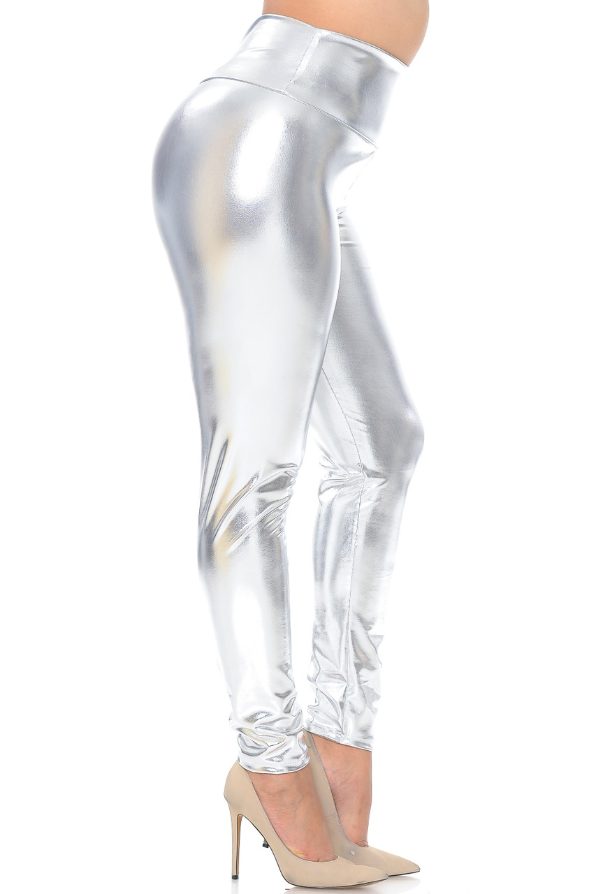 AGNETHA Petrol Blue Shiny Metallic Disco Leggings - Etsy Denmark