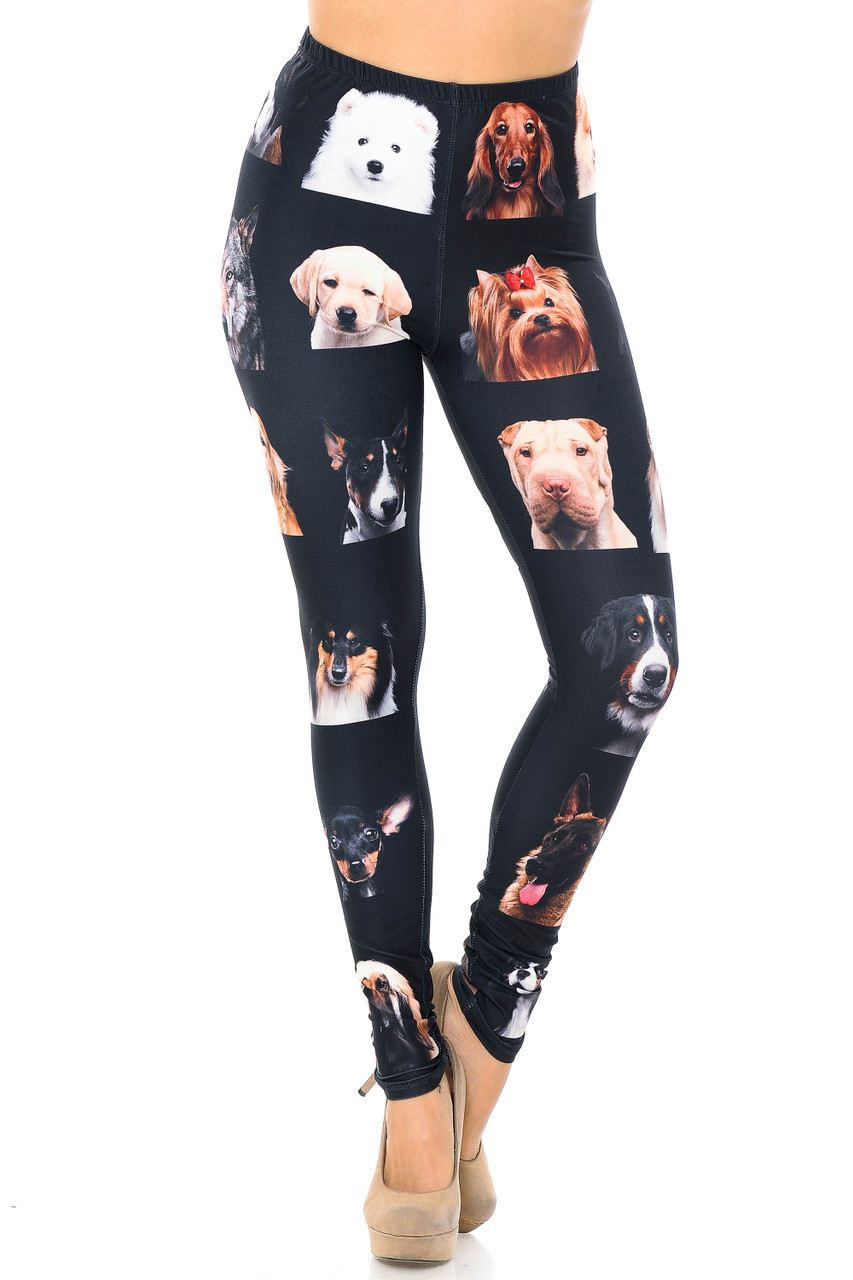 Creamy Soft Cute Puppy Dog Faces Extra Plus Size Leggings - 3X-5X - USA  Fashion™