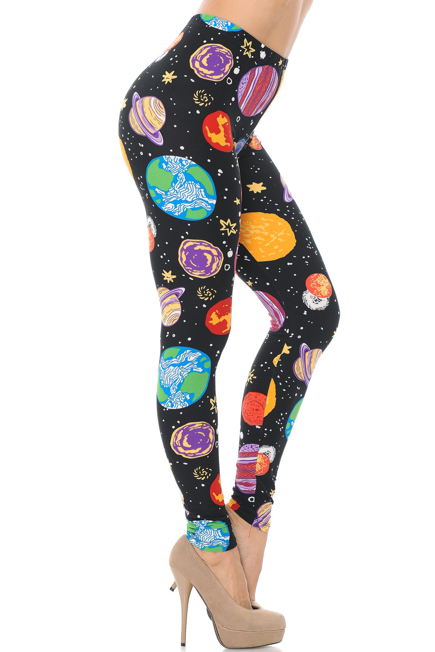 Right side view of Buttery Smooth Planets in Space Leggings