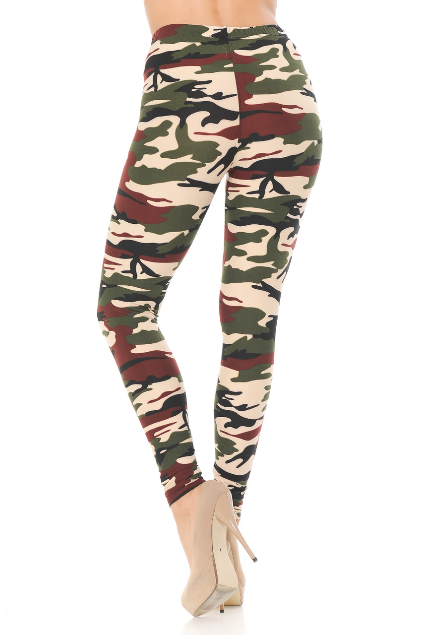 Back view image of Buttery Soft Cozy Camouflage Plus Size Leggings