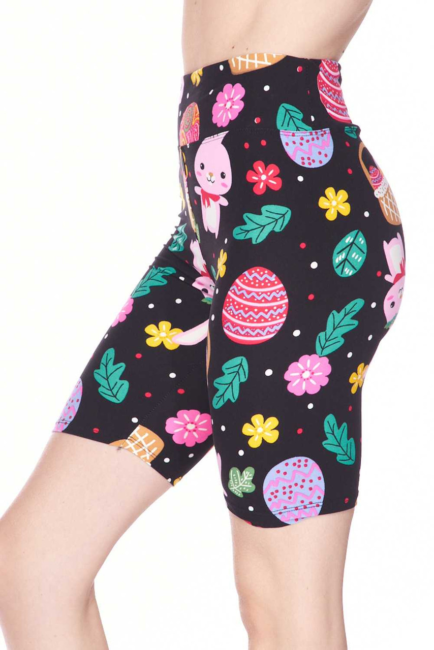 Left side view of Buttery Soft Cute Bunnies and Easter Egg Plus Size Shorts - 3 Inch
