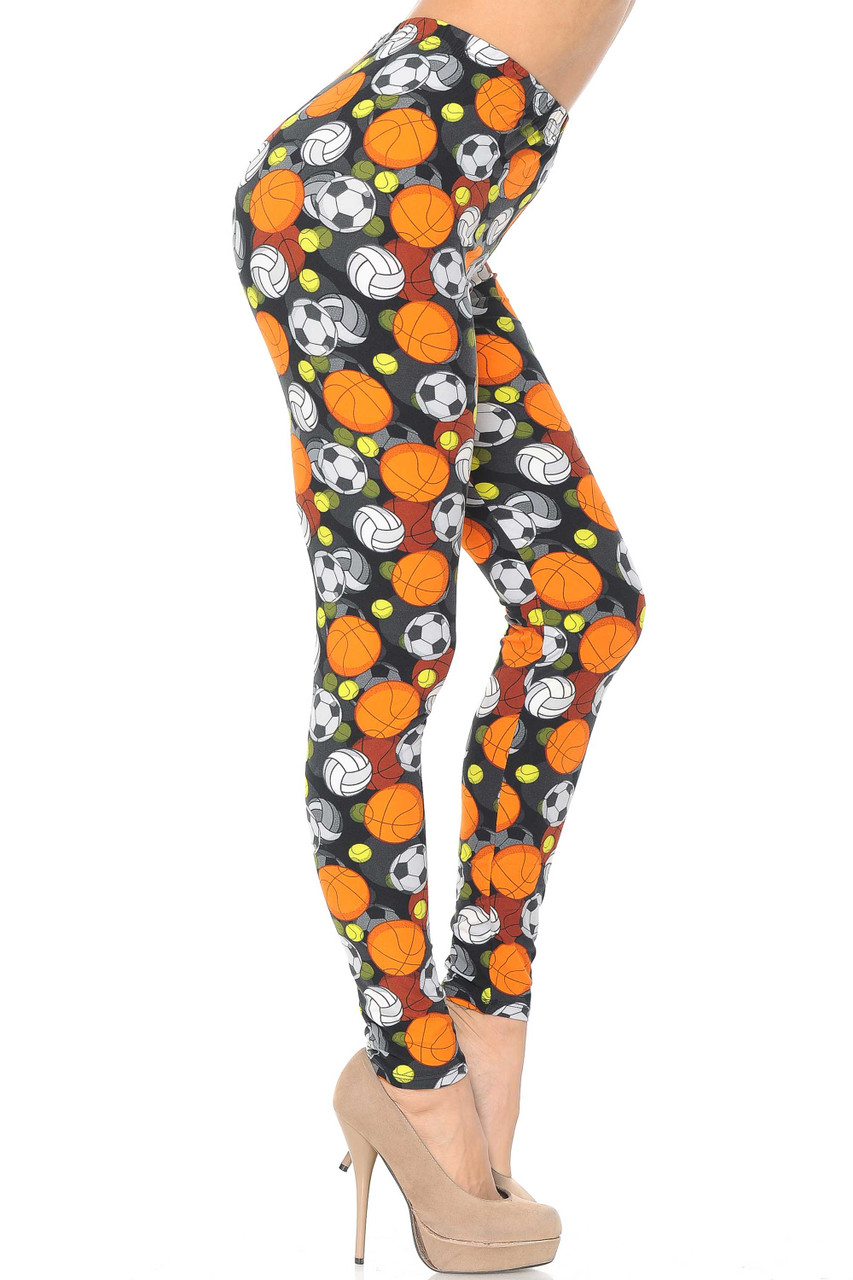 Right side view of Buttery Soft Sports Ball Leggings
