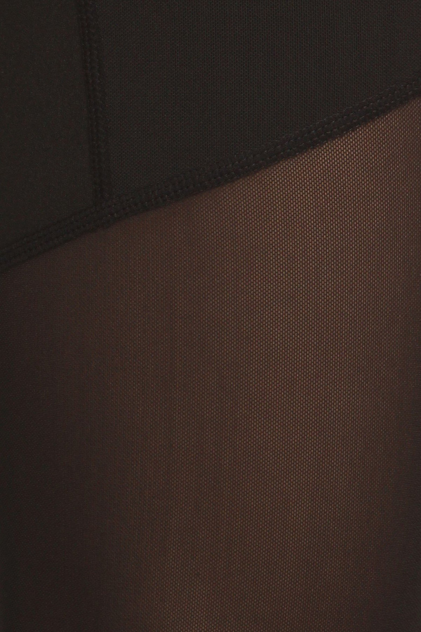Black Abstract Mesh Panelled Detail Leggings