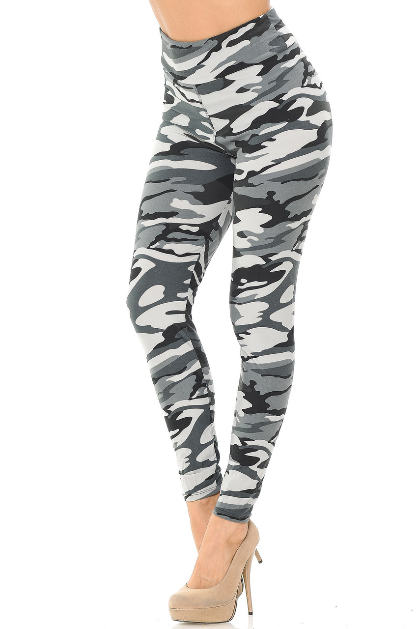 Buttery Smooth Charcoal Camouflage High Waisted Leggings - EEVEE