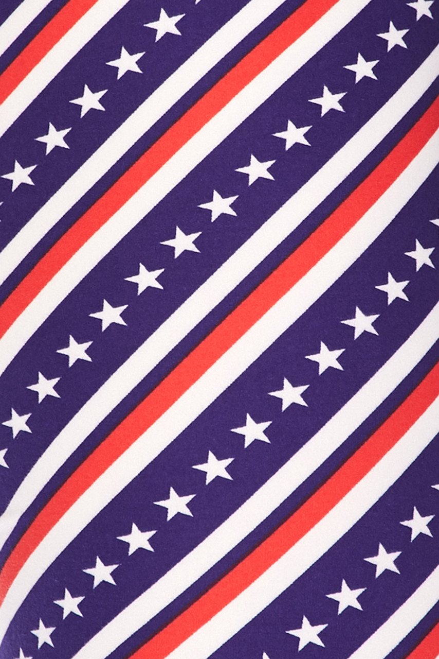 Close up fabric swatch image of Buttery Smooth Spiral Stars and Stripes Leggings