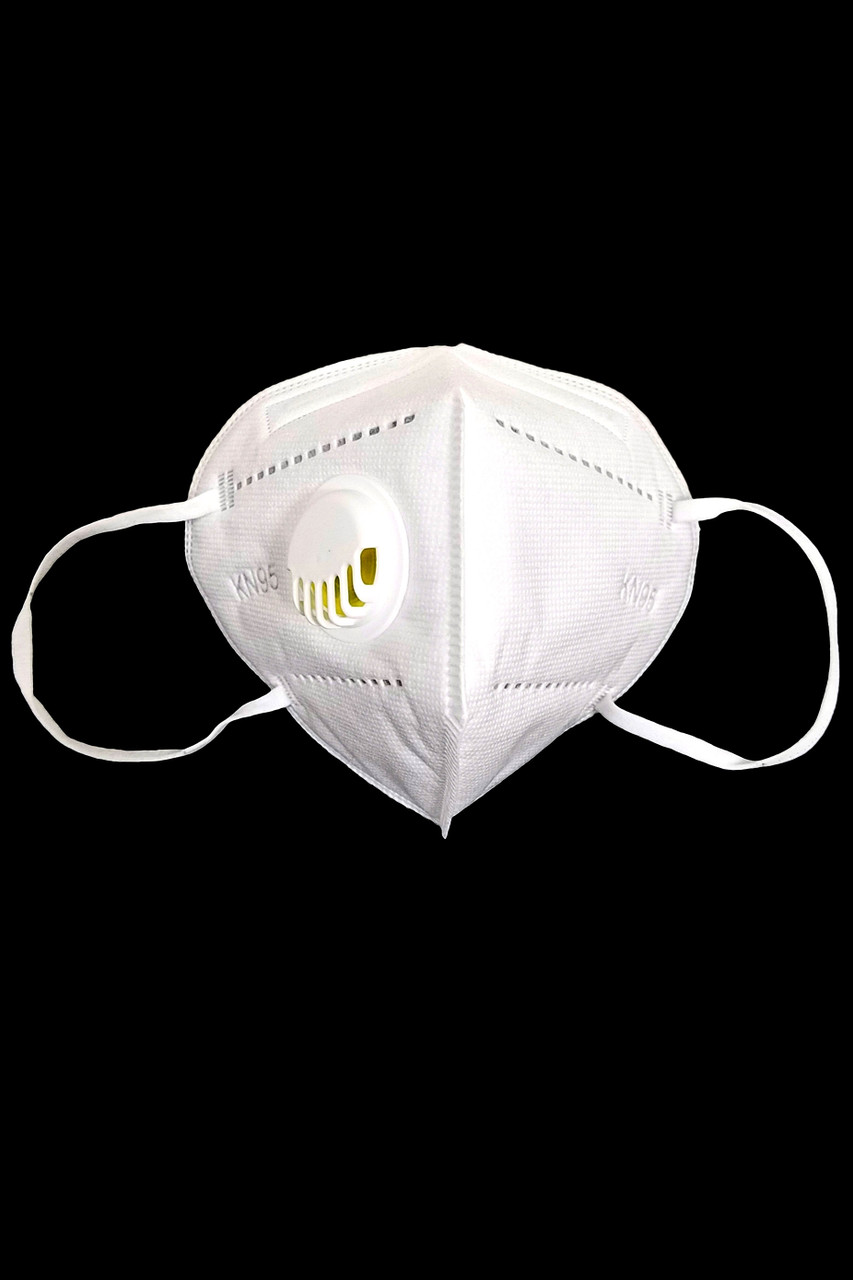 Front view of White KN95 Face Mask with Air Valve - Individually Wrapped