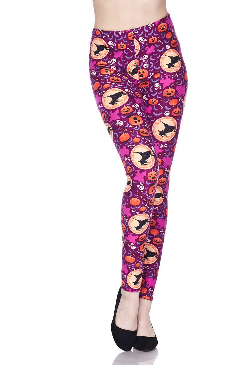 Front view of Buttery Smooth Wicked Witches Leggings with a skinny leg cut.