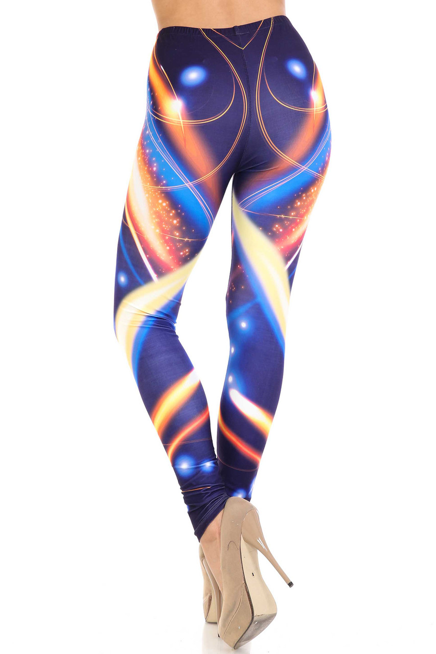 Back view of Creamy Soft Psychedelic Contour Plus Size Leggings - By USA Fashion™