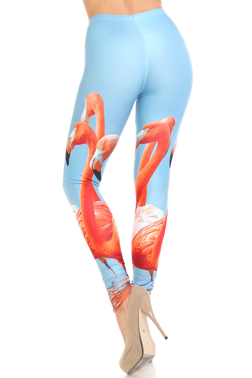 Back view of Creamy Soft Flamingo Leggings - USA Fashion™