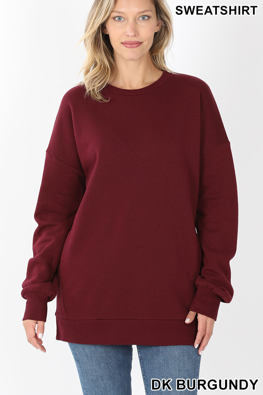 Round Crew Neck Sweatshirt with Side Pockets | World of Leggings