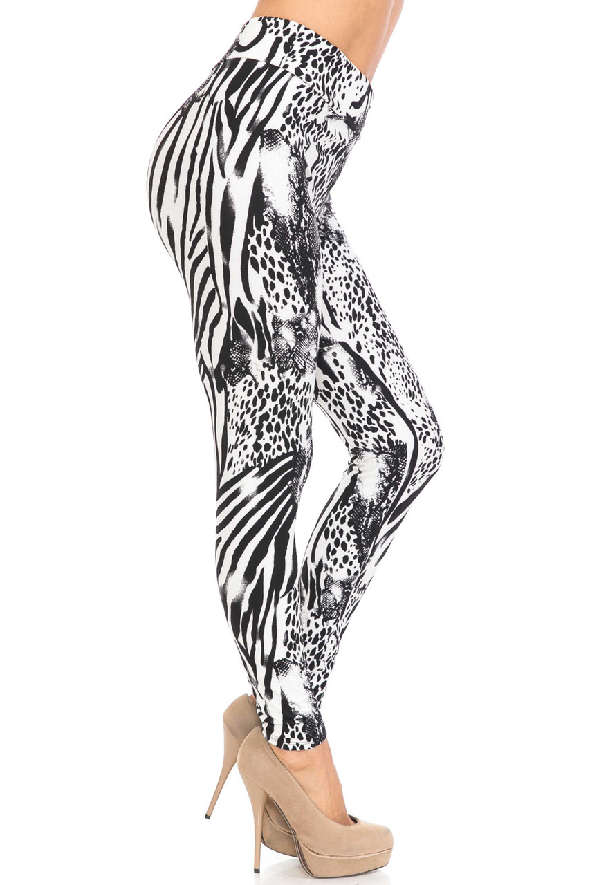 Right side view of Buttery Smooth Wild Safari Plus Size High Waisted Leggings