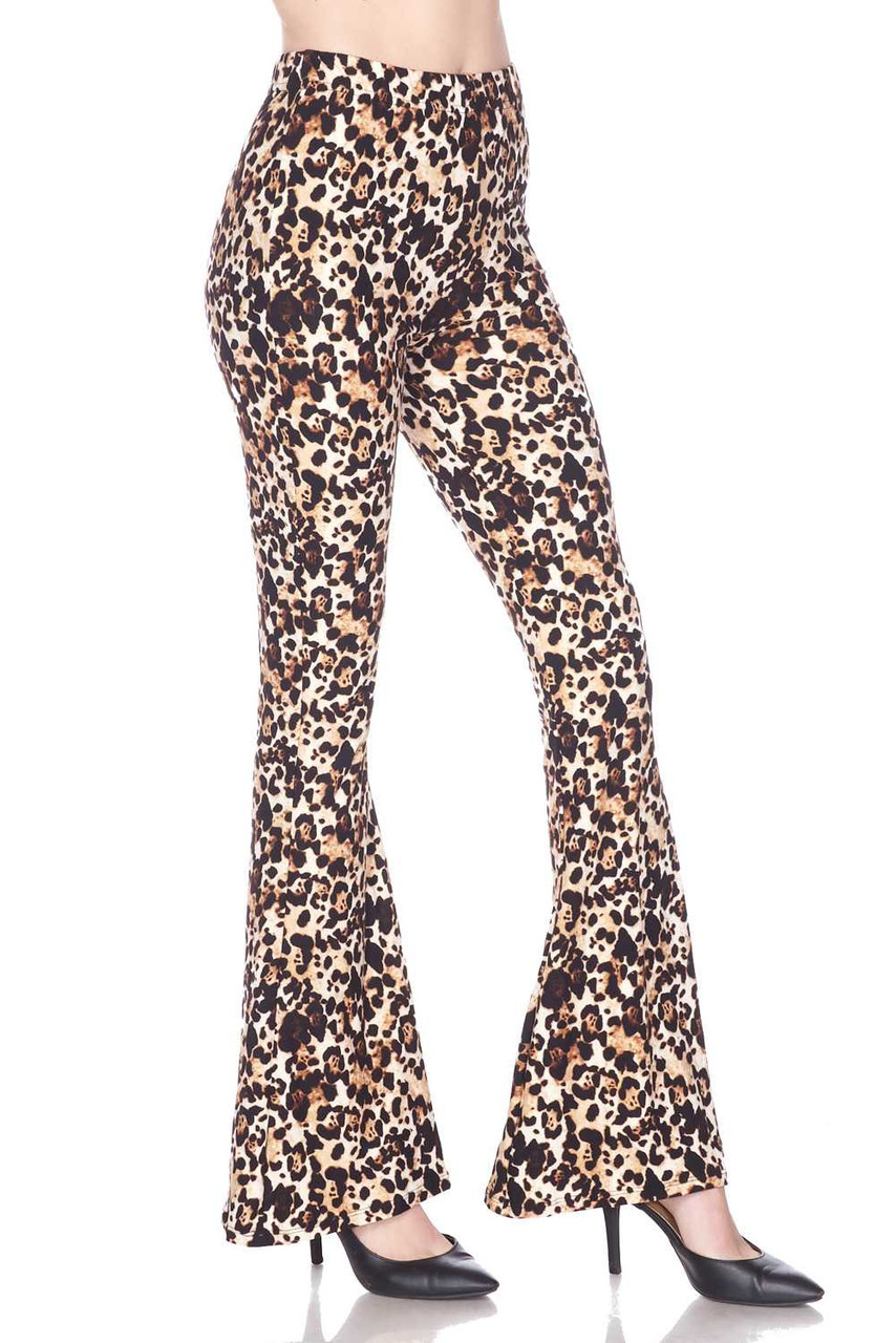 Right side view of Buttery Smooth Metro Leopard Bell Bottom Leggings