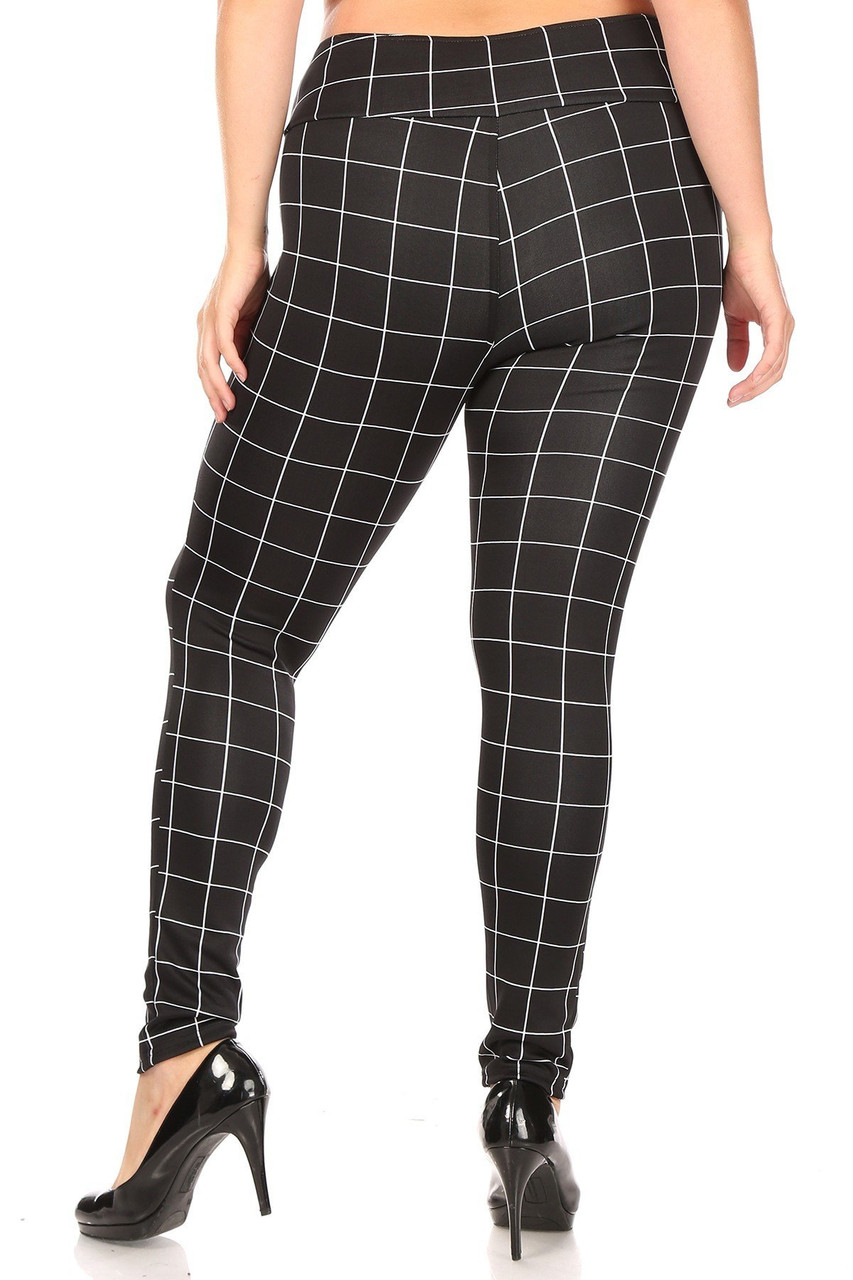 Sculpting Treggings With Waist Button Detail - Black & White Plaid – SHOSHO  Fashion