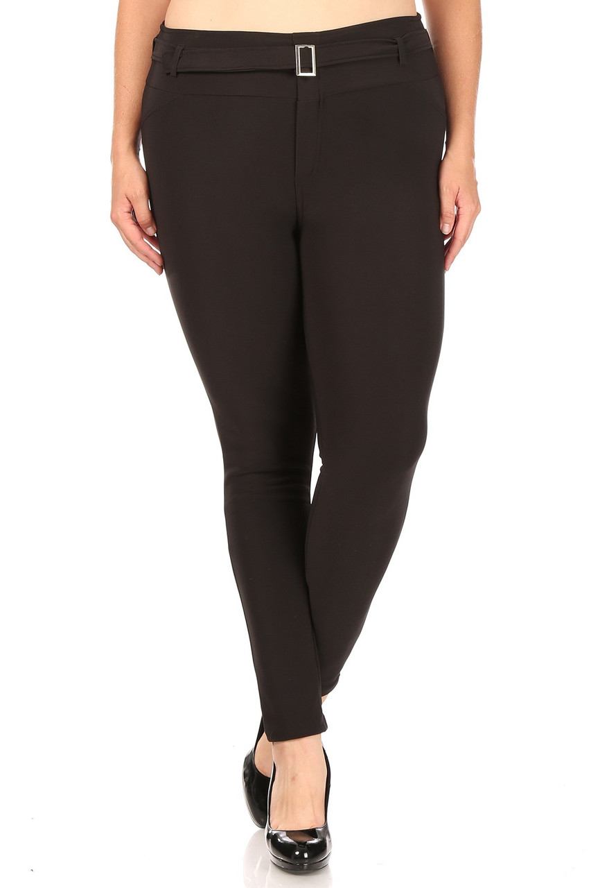 Black High Waisted Treggings with Zipper Pockets | Only Leggings