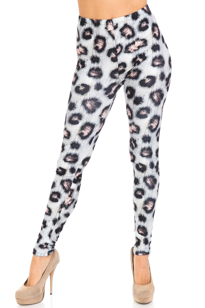 Front view image of mid rise Creamy Soft Moda Leopard Plus Size Leggings - USA Fashion™