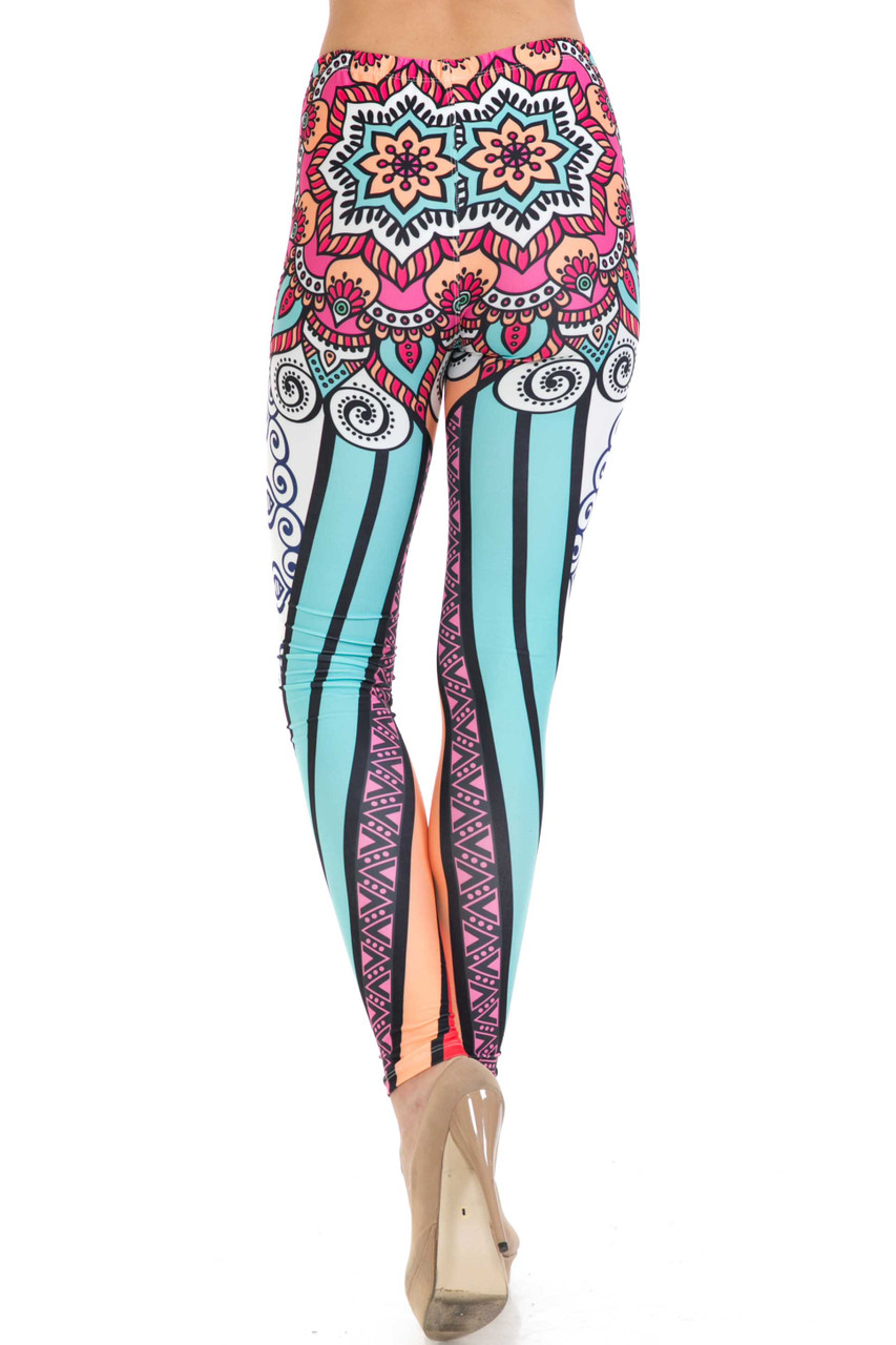Creamy Soft Sexy Vertical Contouring Mandala Extra Plus Size Leggings -  3X-5X - USA Fashion™