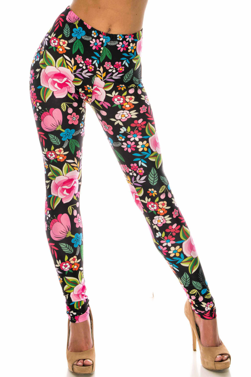 Creamy Soft Floral Oasis Plus Size Leggings - USA Fashion™