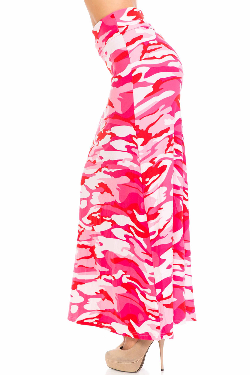 Buttery Smooth Pink Camouflage Maxi Skirt