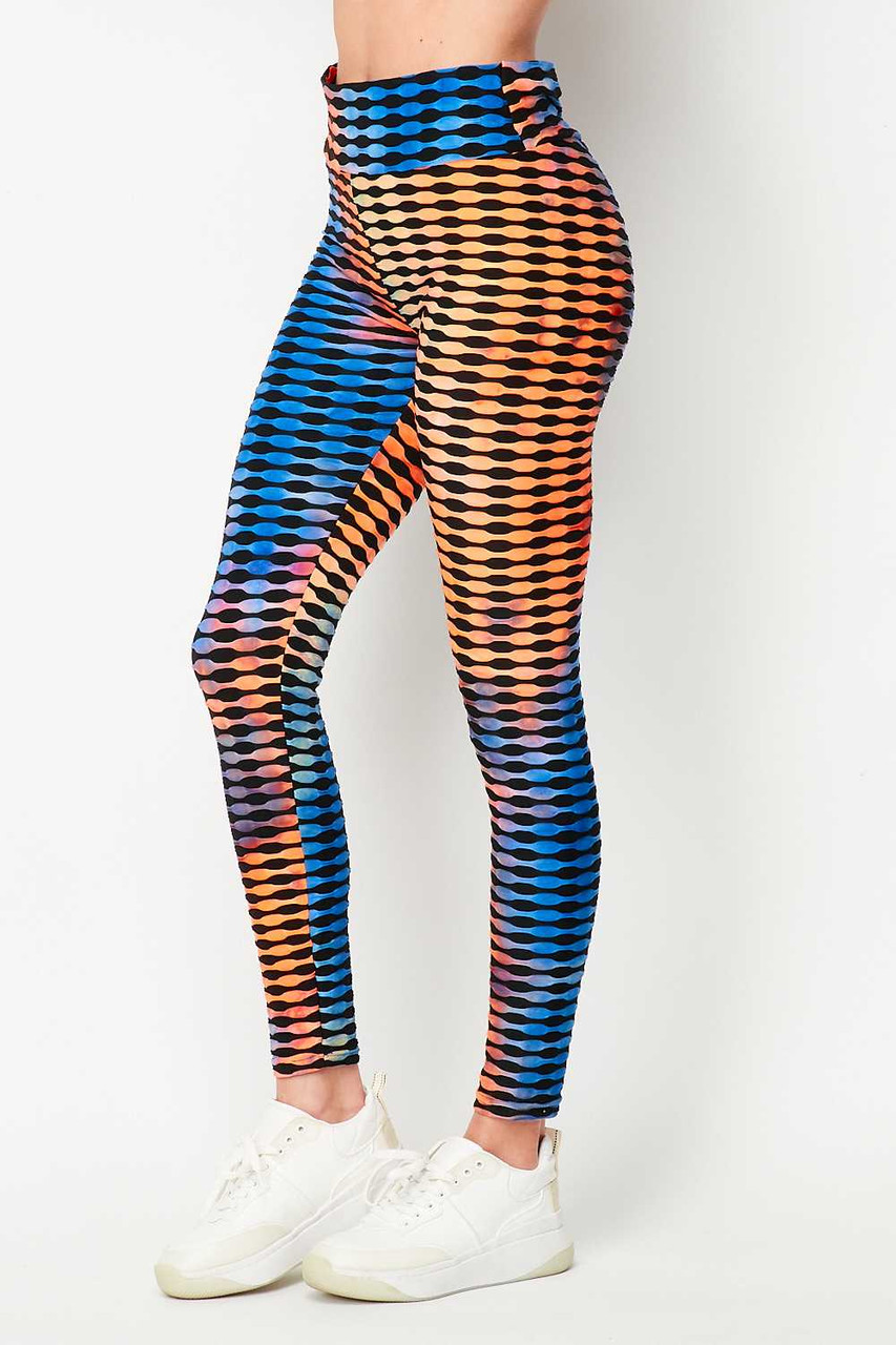 Orange and Blue Brazilian Figure Flatter Scrunch Butt Leggings