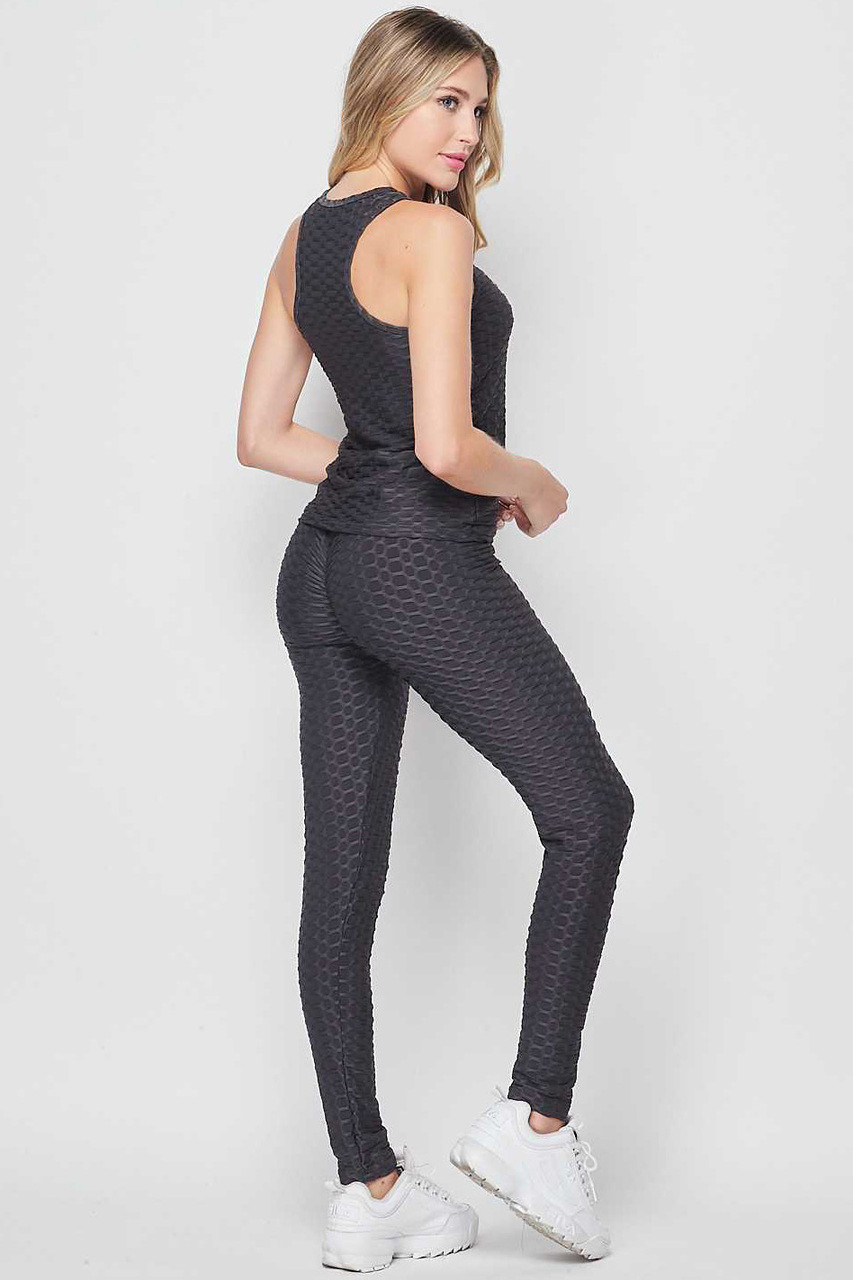 2 Piece Scrunch Butt Leggings and Crop Top Set, Tiktok Leggings, Butt Lift,  Sexy, Activewear, Butt Sculpting, Workout Tank Top, Fashion Set 