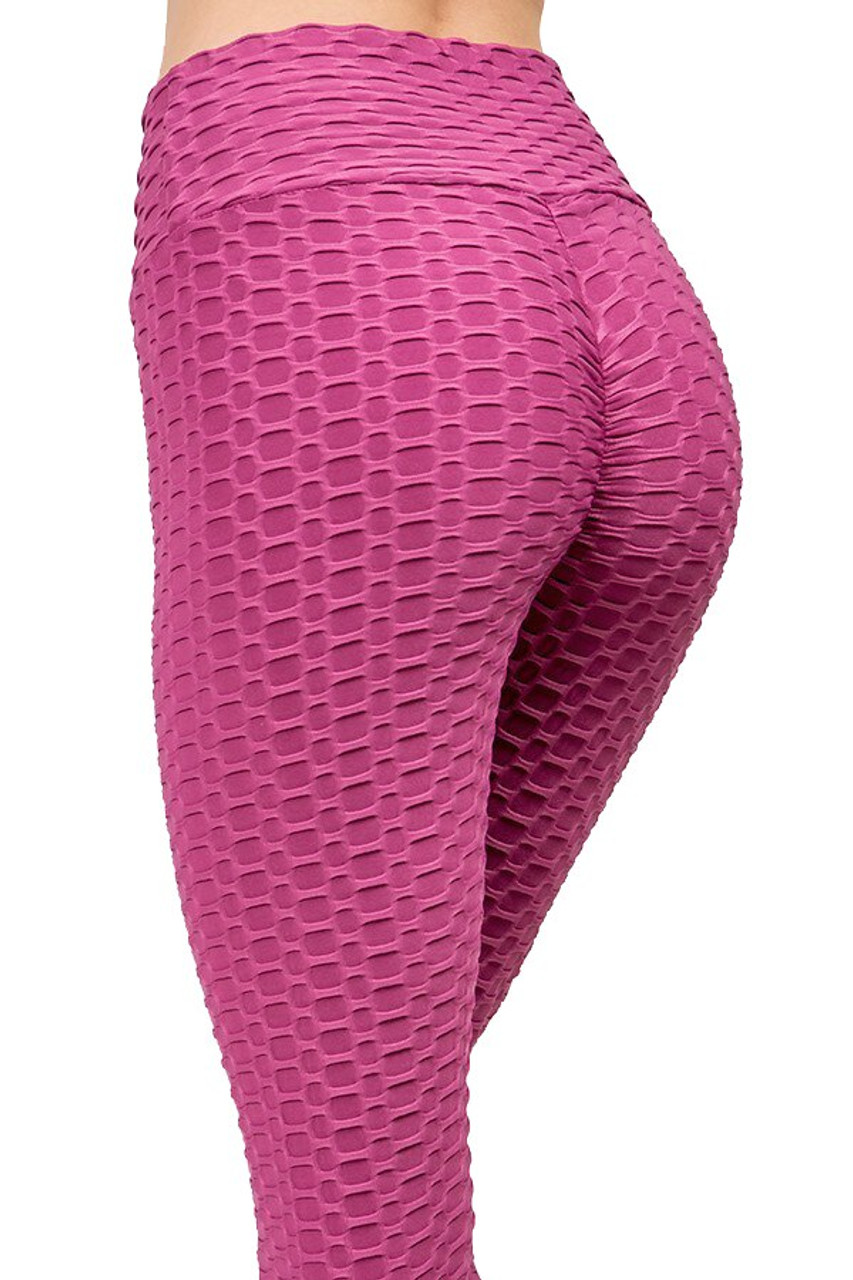 Scrunch Butt Textured High Waisted Plus Size Capris