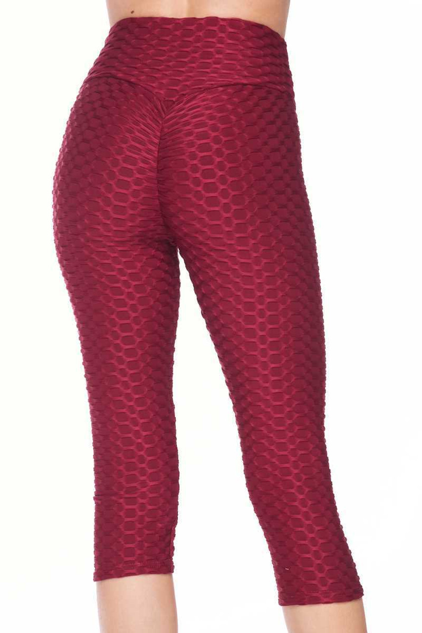 Scrunch Butt Textured V-Waist High Waisted Plus Size Leggings with